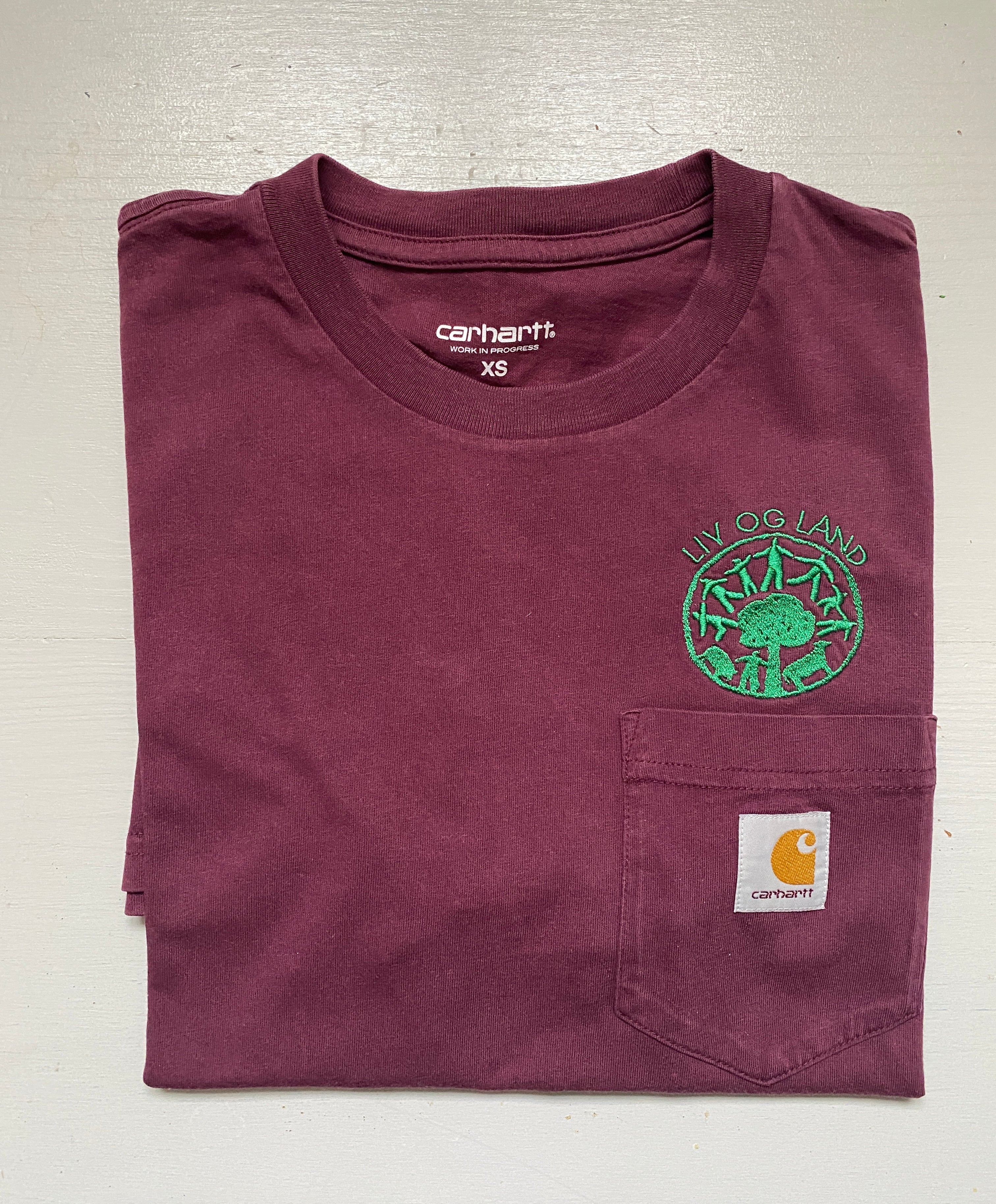 Nr. 4 Liv og land t-shirt - unisex Vinrød str XS